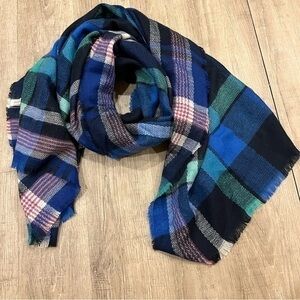 Aeropostale Plaid Scarf Blue Pink Teal Like New